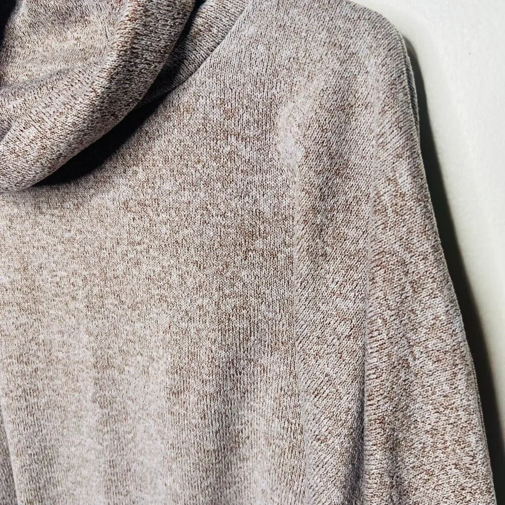 Zenana Brown Cream Cowl Neck Longsleeve Shirt Flowy Comfortable Athleisure Sz 2X